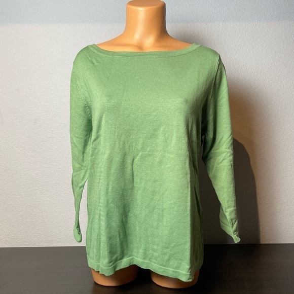 Silk Knit Green Charter Club Boatneck Top - Picture 1 of 5
